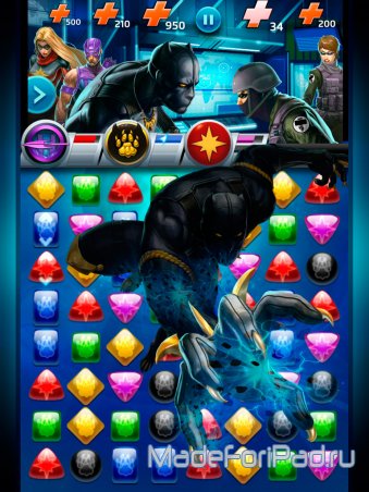Marvel Puzzle Quest: Dark Reign для iPad. Супергеройские 3 в ряд