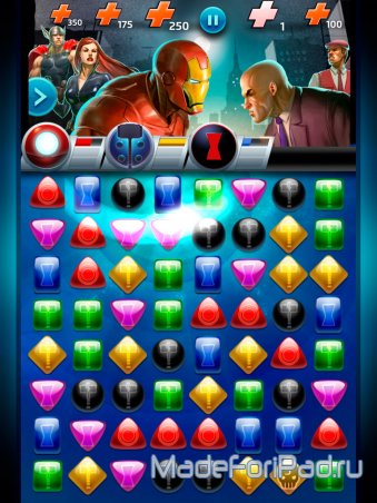 Marvel Puzzle Quest: Dark Reign для iPad. Супергеройские 3 в ряд